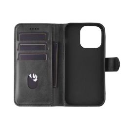 eSTUFF Funda Billetera WALES para iPhone 13, Cuero PU Negro, con Ranuras para Tarjetas y Soporte