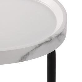 Versa Mesa Auxiliar Efecto Mármol Blanco con Hierro y Madera MDF 30x45x60 cm