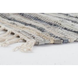 DKD Home Decor Alfombra Daman Estilo Indio Gris 240x60x1 cm, Piel, Algodón y Poliéster 1600 gsm con Flecos - 2 Unidades