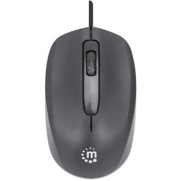 MANHATTAN Ratón óptico USB Comfort II, Ambidextro, 1000 DPI, con Cable, Negro para Oficina