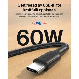 Belkin 745883925247 Cable USB-C a USB-C para juegos Nintendo Switch 2, 60 W, negro