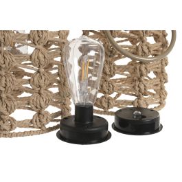 DKD Home Decor Lámpara Solar Terraza y Jardín Marrón Claro Fibra Metal 26 x 32 x 26 cm Set de 3 (2 Unidades)