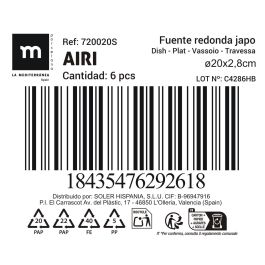 Fuente Redonda Japo Airi 20 cm - Inde (18 Unidades) Fuente Redonda Japo Airi 20 cm - Inde (18 Unidades)
