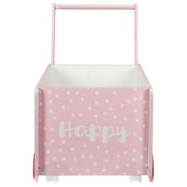 Home Deco Kids Carro Almacenar Infantil Rosa para Niños con Ruedas Decorativas 35x47 cm