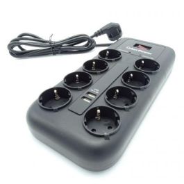 CyberPower P0820SUF0-DE Regleta Supresor de Picos, 8 Tomas Schuko con Interruptor, 2 USB Carga, Cable 1.8m, Negro CyberPower P0820SUF0-DE Regleta Supresor de Picos, 8 Tomas Schuko con Interruptor, 2 USB Carga, Cable 1.8m, Negro