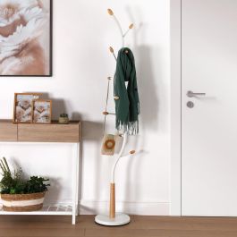 Perchero Blanco Con Detalles En Madera Versa 179CM