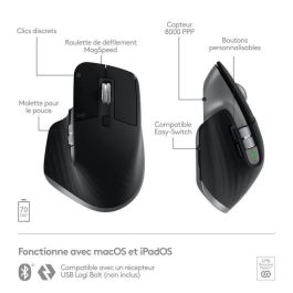 Ratón Ergonómico Inalámbrico por Bluetooth Logitech MX Master 3S For Mac/ Batería recargable/ Hasta 8000 DPI/ Gris Espacial