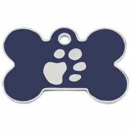 Placa identificativa para collar Imarc Bone Azul Plata