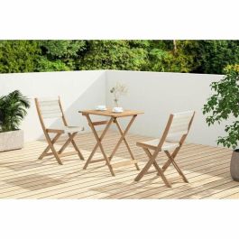 MAKENA Conjunto de Bistró Plegable de Madera de Acacia FSC con Tejido de Cuerda Beige para 2 Personas MAKENA Conjunto de Bistró Plegable de Madera de Acacia FSC con Tejido de Cuerda Beige para 2 Personas