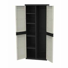 Plastiken Titanio Armario Alto de Almacenaje 2 Puertas con Estantes y Escobero para Interior y Exterior 70x44x176 cm Beige y Negro Precio: 159.50000022. SKU: B1CL4SCJ2F