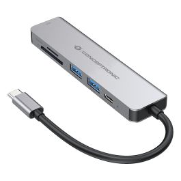 Conceptronic Hub USB-C a HDMI, 2xUSB-A 3.0, con Power Delivery 60W y Lector de Tarjetas SD/MicroSD