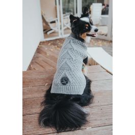 Hunter Jersey para Perro Malmö 25 cm Gris de Punto Trenzado 100% Acrílico Suave y Cálido para Días Fríos con Gran Elasticidad