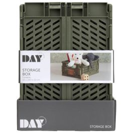 Day Caja Plegable y Apilable Build It Up Verde Oliva 10L (33x24.5x15cm) con 2 Etiquetas, Soporta 20kg