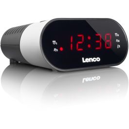 Lenco CR-07 Radio Reloj FM PLL con Pantalla LED, Alarma Dual y Función Snooze, Blanco/Negro