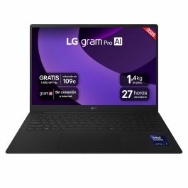 LG 16ZD90T Portátil Gram Ultraligero 16" WQXGA IPS Intel Core Ultra 7 255H AI, 16GB RAM, 1TB SSD, FreeDOS Negro