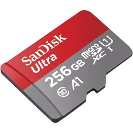 Sandisk Tarjeta MicroSDXC Ultra 256GB SDSQUAC-256G-GN6FA, 150MB/s con Adaptador, Gris/Rojo