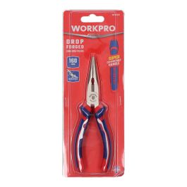 Workpro Alicate punta larga 160mm acero al cromo-vanadio revestimiento ni-fe mangos bimaterial azul y rojo Workpro Alicate punta larga 160mm acero al cromo-vanadio revestimiento ni-fe mangos bimaterial azul y rojo
