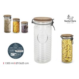 Inde - Tarro de Vidrio con Tapón de Acacia, 1300 ml (Capacidad) 25 cm de alto x 10 cm de ancho x 10 cm de largo, Santa Clara (12 Unidades) Precio: 81.3604. SKU: B17W4XL99R