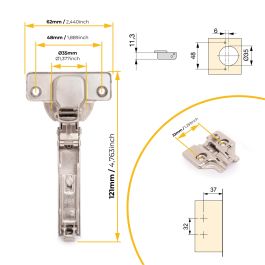 Emuca Lote de 20 bisagras rectas X92N y suplementos para atornillar, Acero, Niquelado