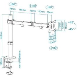 Soporte de Mesa para Monitor TooQ DB1032TN-B/ Giratorio/ Inclinable/ hasta 8kg Soporte de Mesa para Monitor TooQ DB1032TN-B/ Giratorio/ Inclinable/ hasta 8kg
