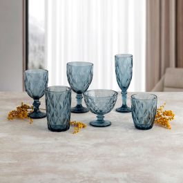 Quid Vaso Alto Vidrio Maia 40 cL (6 Unidades) Azul con Relieve