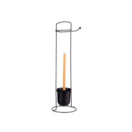 Portarrollo de Metal con Escobilla de Bambú Negro Berilo 17x57x16.5 cm (6 Unidades) Portarrollo de Metal con Escobilla de Bambú Negro Berilo 17x57x16.5 cm (6 Unidades)