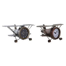 DKD Home Decor Reloj Sobremesa Loft Dorado Plateado Hierro Cristal con forma de Avion 21 x 14 x 35 cm (2 Unidades) Precio: 55.59000029. SKU: S3044955