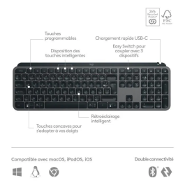 Logitech MX Keys S Teclado Inalambrico Bluetooth Retroiluminado Teclas Silenciosas Grafito