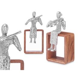 Figura Metal Violin Plata con Soporte Madera Giftdecor 13x27x13 cm (6 Unidades) Precio: 58.49999947. SKU: B1AA9PR5AF