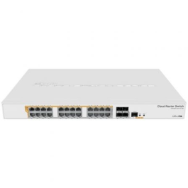 Mikrotik CRS328-24P-4S+RM Switch Gestionable 24 Puertos Gigabit PoE+ (802.3af/at) 500W + 4 SFP+ 10Gbps Rack 1U Dual OS