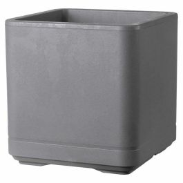 Deroma 9HN1ZSZ217 Maceta Cubo Cosmo Gris Ceniza con Autorriego y Ruedas de 38 cm