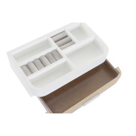 DKD Home Decor Joyero Scandi Blanco Natural 16 x 9 x 26 cm (2 Unidades) MDF Poliéster Colección Simple Charm