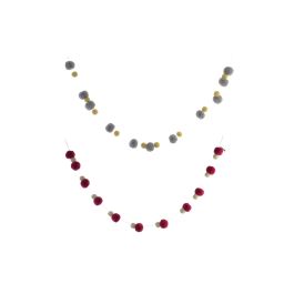 DKD Home Decor Guirnalda Boho de Pompones Poliéster Rosa Gris 170 cm Hecha a Mano (2 Unidades) Precio: 7.14384. SKU: S3007426
