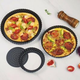 Quttin Molde para Tarta Desmontable Perforado de 28 cm de Diámetro y 3 cm de Alto, Base de 0.7 mm (12 Unidades)