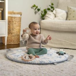 Ingenuity ING17412 - Alfombra de Juego Plegable de Elefante con Cojín Reversible, Arco de Madera y Juguetes Sensoriales para Bebés