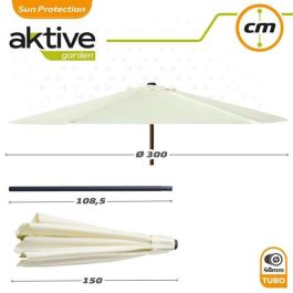 Parasol de terraza 300 cm con chimenea y mástil de aluminio aktive Parasol de terraza 300 cm con chimenea y mástil de aluminio aktive