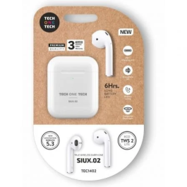 Tech One Tech Auriculares TWS SIUX.2 TEC1402, Bluetooth 6.0, Sonido Hi-Fi Alta Resolución, 6h Autonomía, Estuche de Carga, Blancos Precio: 14.5563. SKU: B1AGG5T2HC