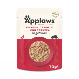 Applaws Comida Húmeda para Gatos Pollo y Ternera en Gelatina, Pack de 16 Sobres de 70g Precio: 21.7900001. SKU: B1DN2CZTY6