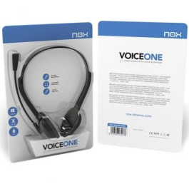 Nox Voice One Auriculares Estéreo con Micrófono Flexible, Doble Jack 3.5 mm, Negros