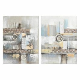 Cuadro Moderno DKD Home Decor Gris Azul 3 x 80 x 60 cm (2 Unidades)