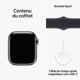 Apple Watch Series 9 GPS + Cellular - 41 mm - Caja de acero grafito - Correa deportiva medianoche - M/L