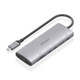 AISENS Dock USB-C 7 en 1, HDMI 4K@60Hz, 1xUSB-A 10G, 2xUSB-C 10G, Lector SD/MicroSD, PD 100W, Gris 20cm Precio: 26.49999946. SKU: B16MZN4L3V