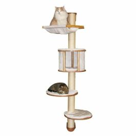 Kerbl Árbol para Gatos de Pared Dolomit 168x75cm con Cueva, Hamaca, Sisal y Cojín de Felpa Desmontable - Blanco y Beige