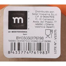 La Mediterranea Tarro Hermético de Vidrio con Cierre Clip 350 ml (12 Unidades)