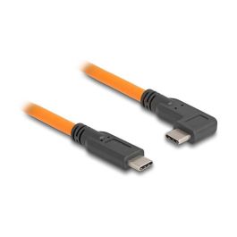 DeLOCK Cable USB-C a USB-C 90° Angulado, 5 Gbps, USB 3.2, para Tethered Shooting, 1m, Color Naranja, 100W Power Delivery