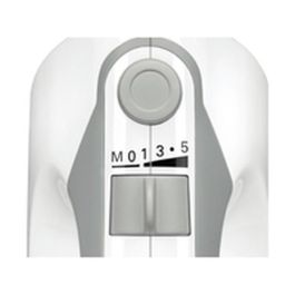 Bosch MFQ36400 Batidora de mano ErgoMixx 450 W con 5 velocidades, Turbo, 2 batidores y 2 ganchos amasadores de acero inoxidable Blanco/Gris
