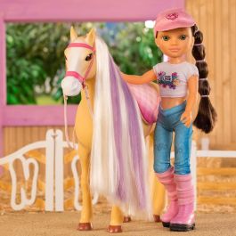 Famosa Nac49000 Nancy Muñeca Un Día Con Su Caballo, articulada, incluye cepillo mágico cambia color crin