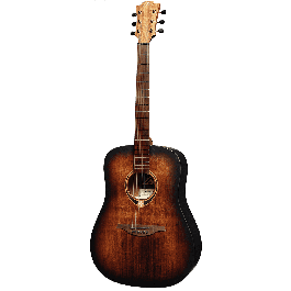 LAG Guitarra Acústica Folk Dreadnought Tramontane 70 - Tapa Maciza Abeto Engelmann, Cuerpo Sapelli, Acabado Satinado Burst, 6 Cuerdas