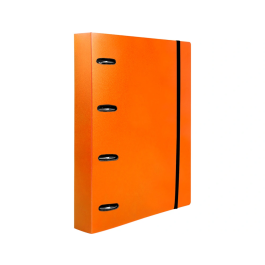 Liderpapel Carpeta con Recambio A4 Cuadro 5mm 100 Hojas 80g Polipropileno 4 Anillas 25mm Naranja