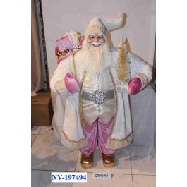 DKD Home Decor Figura Decorativa de Navidad Fantasia, Colores Rosa y Gris Claro, de Poliéster, PVC y Madera - 50 x 124 x 60 cm